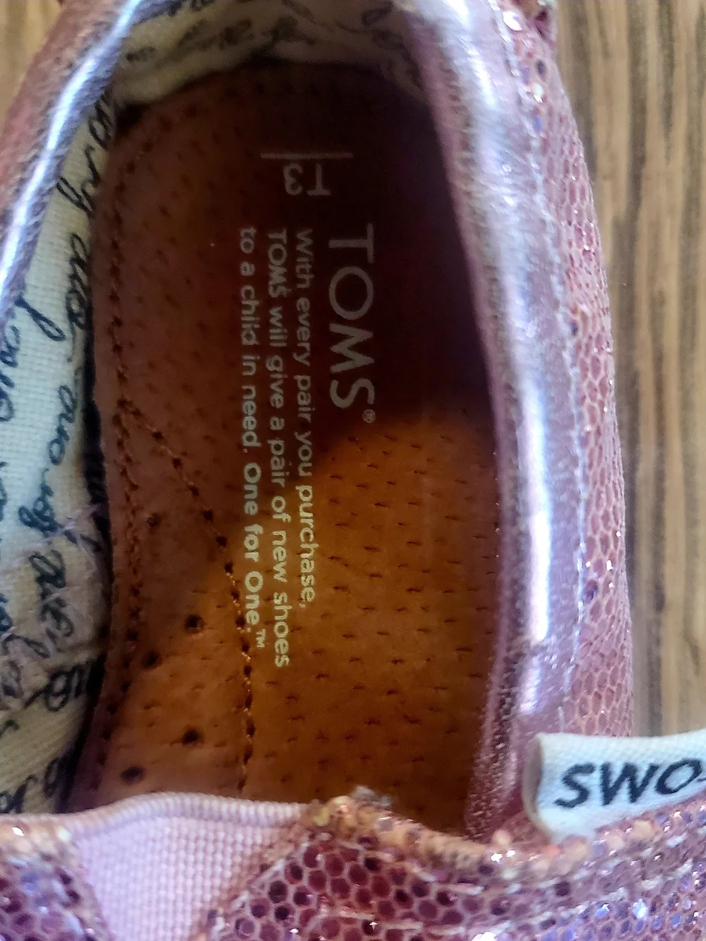 TOMS Baby Glitter Sequin Slip-On Shoes in Pink